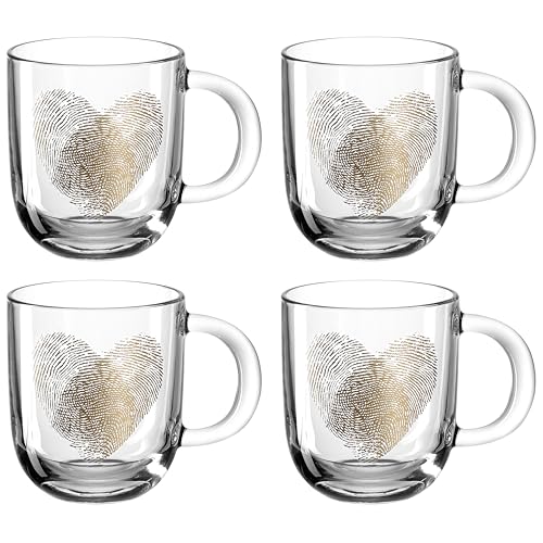 LEONARDO HOME 046449 EMOZIONE Tasse 400 ml mehrfarbig Fingerabdruckherz 4er-Set, Glas, Klar