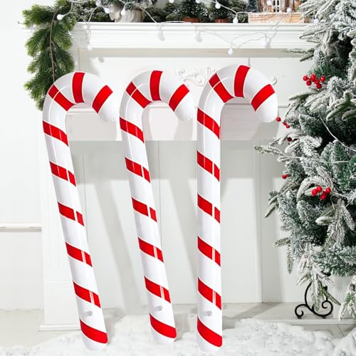 3pcs 35 Inch Inflatable Christmas Candy Cane for Christmas Decora...