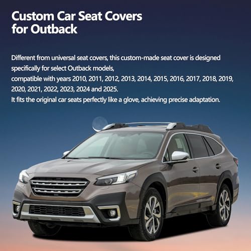 Image of Fit Outback Car Seat Covers for Subaru Outback 2010-2024 2025 2026 - Upgraded Premium Waterproof & Breathable Leather,Airbag Compatible, All-Weather Seat Cushion Protector(Full Set, Black+Red)