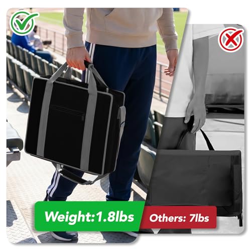 Stadium Seats with Back Support 2PACKS Adjustable Bleacher Chairs with Back and Cushion Bleacher Seat with Cup Holder, Carry Handle &Shoulder Strap for Outdoor Sports Events, Picnics,Large Black&Grey by janiry - Image 3