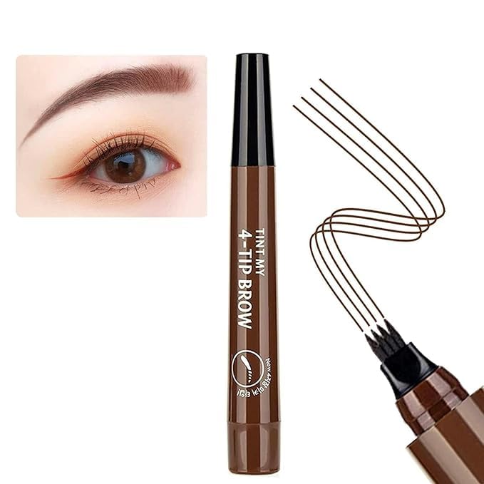 krupasadhya Waterproof 4 Points Microblading Eyebrow Pen with a Micro-Fork Tip Applicator Creates Flawless Natural Looking Eyebrows Effortlessly and Stays on All Day,multi
