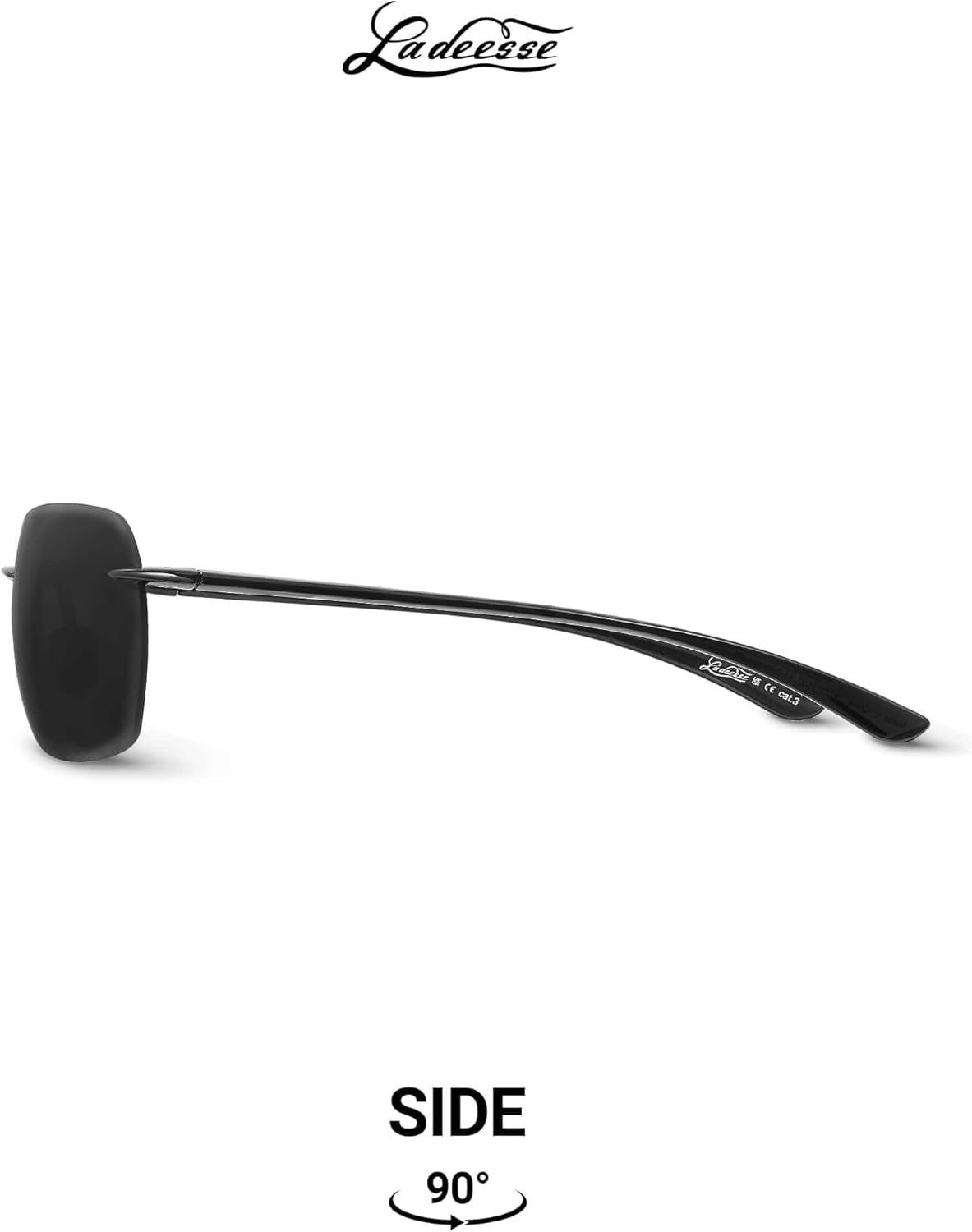 LADEESSE Sunglasses Men - Rimless Square Polarized Sunglasses - Lightweight TR90 Frame Sun Glasses with UV Protection