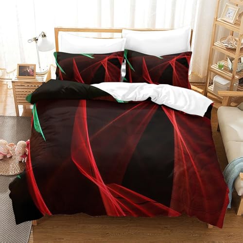 Housse de Couette 3D Conception de Mouvement Rouge Abstraite Microfibre Douce Super King