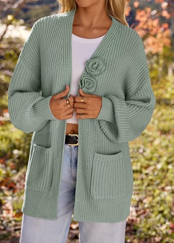 Image of MEROKEETY Long Sleeve Oversized Cardigan Sweaters for Women | Fall Winter Sweaters, Open Front, Chunky Knit, 2026 Casual Work Outerwear with Pockets