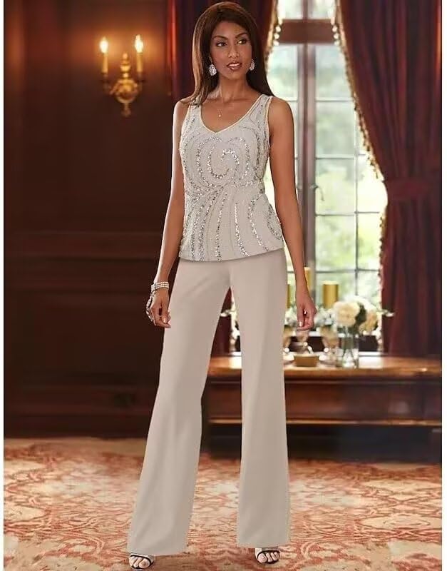 Chiffon Pant Suits for Women Dressy Wedding 3 Pieces Mother of The Bride Pantsuits for Wedding4