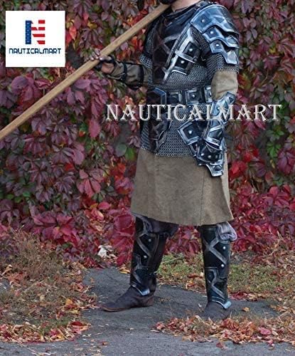 NauticalMart Dwarf FULL SET Blackened Steel : Cuirass, Pauldrons, Tasset, Bracers, Greaves - Larp armor