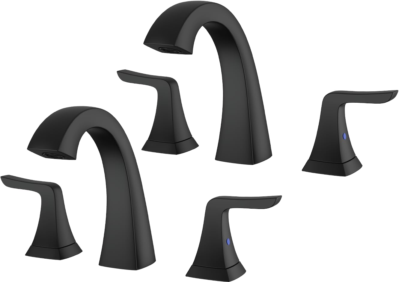 Matte Black Bathroom Faucets?2 Pack?Bathroom Faucets Widespread Bathroom Faucet for Sink 3 Hole - 2-Handles Faucet with Pop Up Drain Assembly and 2 Water Supply Lines Faucets for RV Bath Vanity
