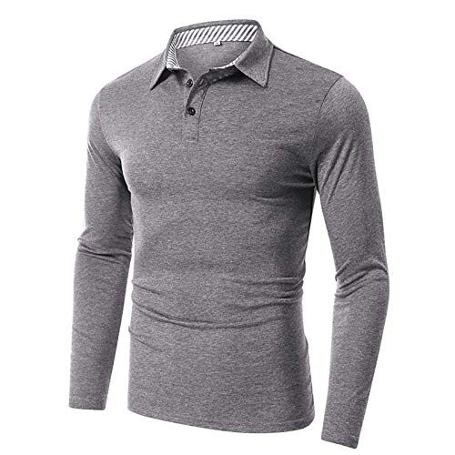 Polo manches longues homme Remelon gris uni tendance et décontracté