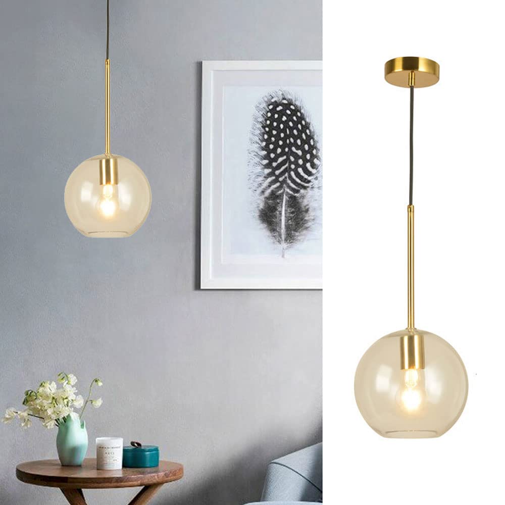 Szklana kula wisząca lampa nowoczesny mały żyrandol lampa sufitowa, minimalistyczna wyspa kuchenna oprawa oświetleniowa E27 lampy wiszące do jadalni, sypialnia podwieszane światła