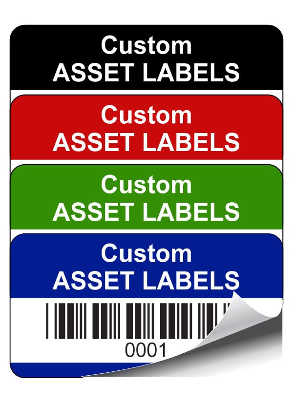 1000 Personalised Custom Barcode Asset Inventory Tag Labels - 38mm x 20mm Permanent Synthetic PP Labels - Simply Choose a Colour, Add Text and Identify Numbers Required (P/NO. CALB2)