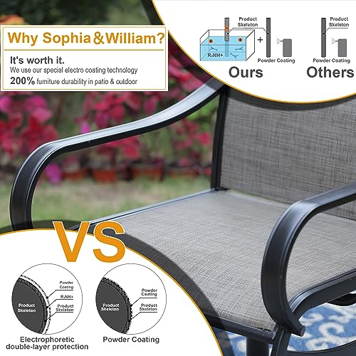 Image of Sophia & William Outdoor Dining Set Patio Dining Set for 4 Round Patio Table and Chairs Set 5 Pieces with Swivel Patio Chairs 42 inch Metal Table for Garden Pool All Weather Brown