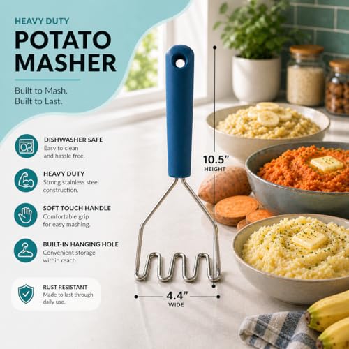 Image of 2pc Gift Set | Large Stainless Steel Meat Chopper & Potato Masher | DW Safe