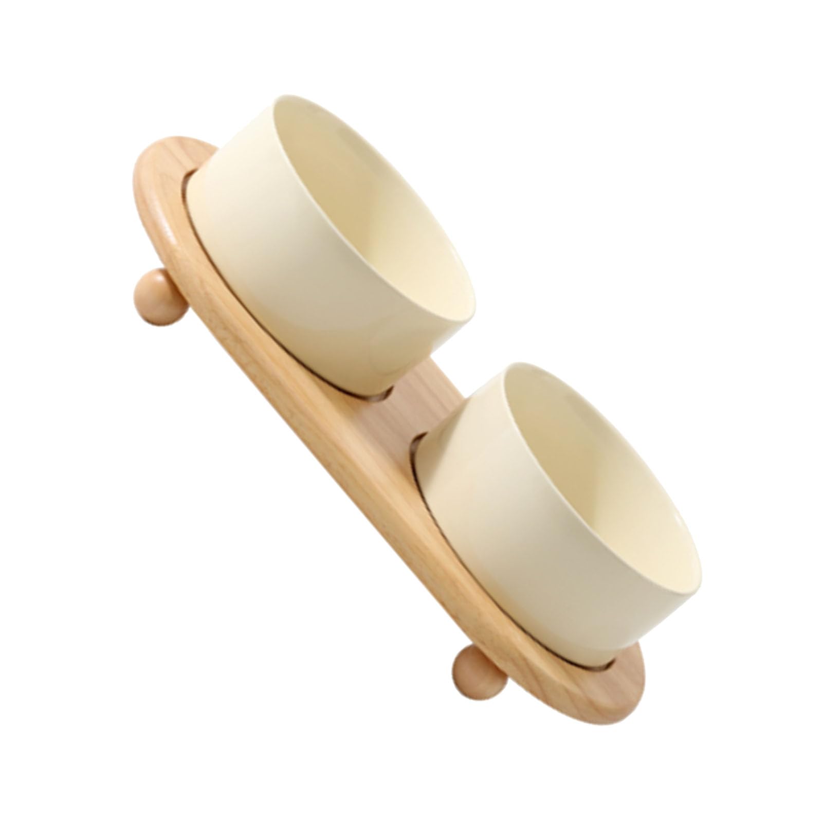 Ciotola per Cibo per Gatti Rialzata per Cani e Gatti, Ciotole Doppie |Mangiatoia per in Ceramica Dal Design Ergonomico e Rialzato, Stabile e Antiribaltamento, Lavabile in Lavastoviglie nel