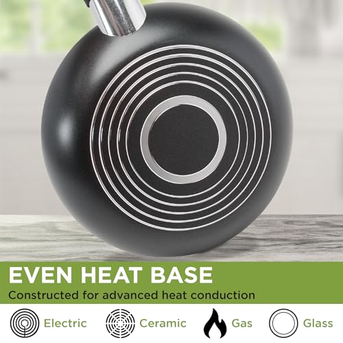 Ecolution Easy Clean Ceramic Nonstick Cookware Set, Dishwasher Safe Kitchen Pots and Pans Set, Comfort Grip Handle, Even Heating, Ultimate Food Release, 26-Piece, Black - Image 5