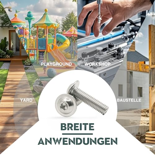 Schrauben M5, 20 Stück Linsenkopfschrauben Edelstahlschrauben M5 x 16mm A2 V2A 304 Rostfrei, MeHurrInnensechskant(ISK) Schrauben mit Flansch, Maschinenschrauben ISO7380-2, Schraube Vollgewinde