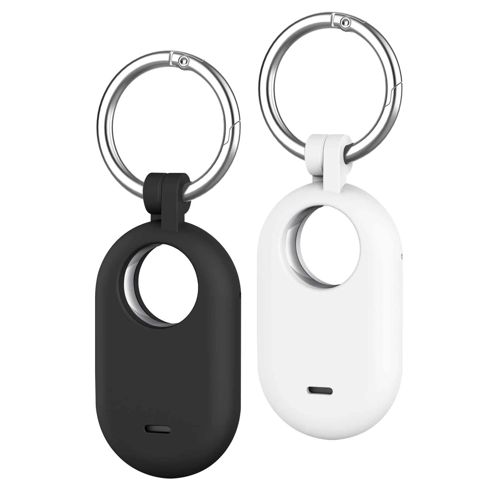Tobfit 2-Pack Holder Case Compatible with Samsung Galaxy SmartTag 2, Protective Silicone Case for Galaxy Smart Tag 2 with Keychain for Pets,Keys,Luggage and More - Black+White-image-10