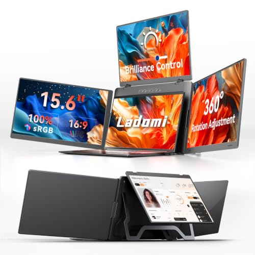 Image of 15.6 inch Laptop Screen Extender, FHD 1080P Triple Screen Laptop Monitor Extender, Quad Portable Monitor One Cable Connection for 12 inch-17.3 inch Laptops, Driver Needed, USB-C Plug&Play Fit for Wins, Mac