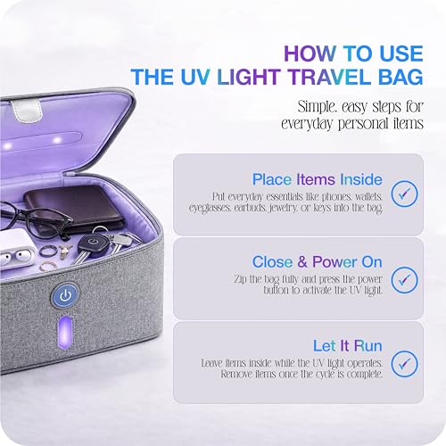 Image of Brookstone UV Light Bag, Portable Sterilizing Bag for Everyday Items, Including Smart Phones, Masks and Small Gadgets, Quick Sterilization