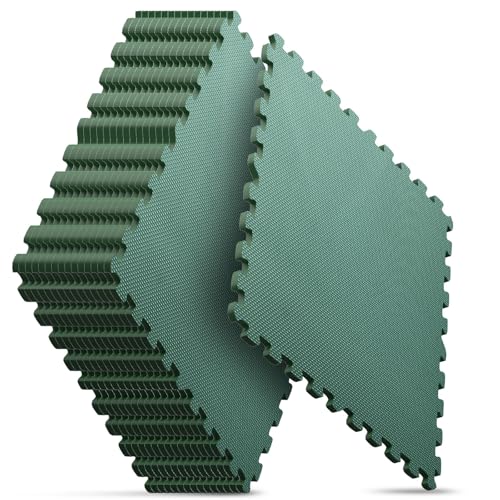 Image of 16 Pack 64 sqft Home Gym Mat, Puzzle Exercise Mat, EVA Interlocking Foam Floor Tiles for Home Workout Equipment and Kids' Play Areas - Blue, 24 in x 24 in x in - (Green, 16 Pack(64 SQ FT))