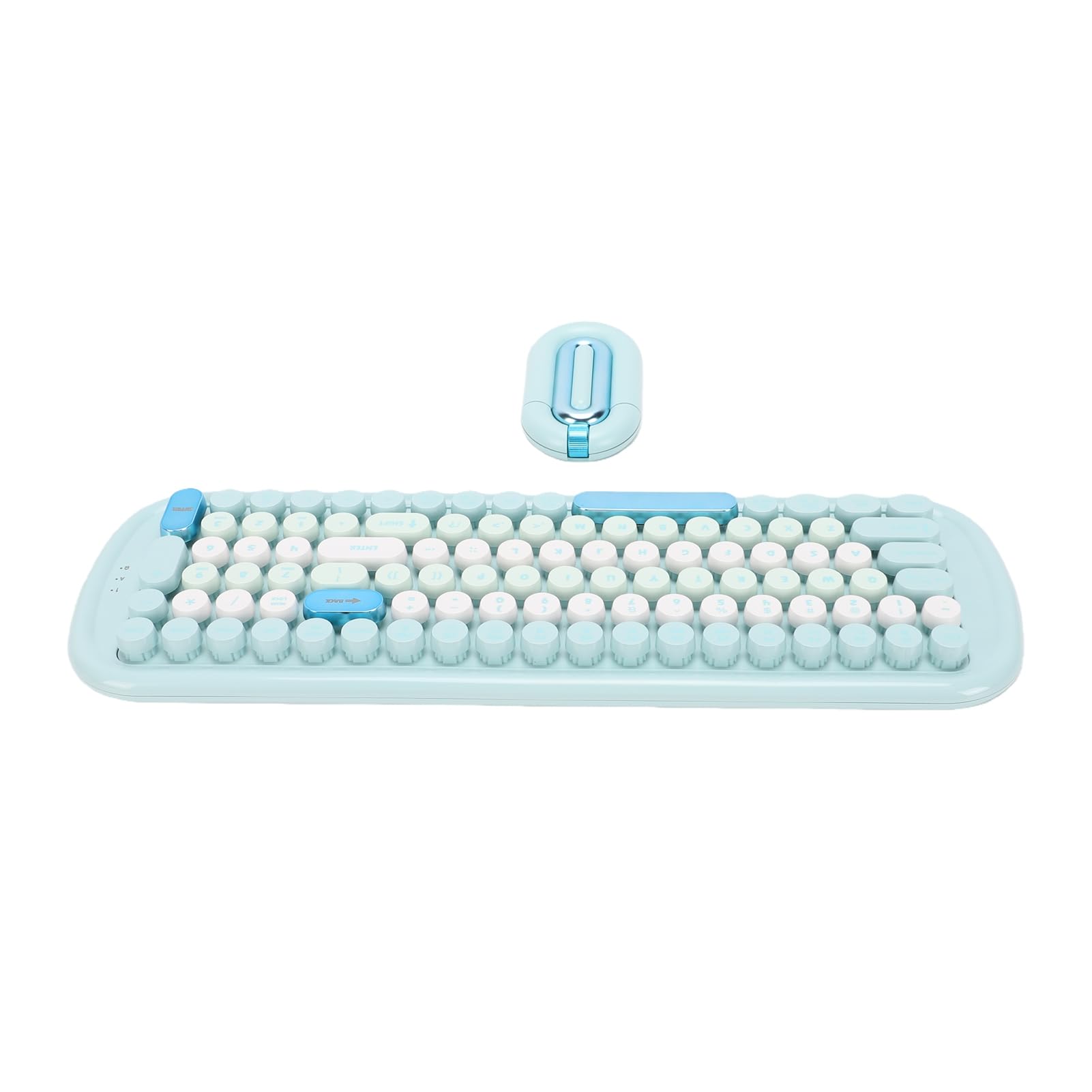 Sorandy Combo de Teclado y Mouse Inalámbricos, Teclas Redondas Retro (Blue)