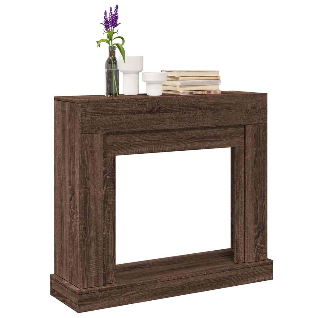 Kaminumrandung Braun Eichen-Optik Holzwerkstoff 100x30x87,5 cm Kaminsims mit Ablagefläche für Elektrokamine, Kaminzubehör für Wohnzimmer, Schutz und Dekoration beim Heizen