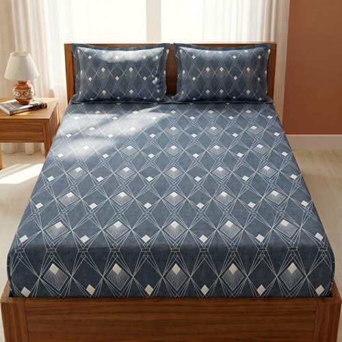 Image of Mafatlal 125 GSM Merino Double Bedsheet with Pillow Covers |90 x 100 Inches | Soft, Breathable & Lightweight | Grey