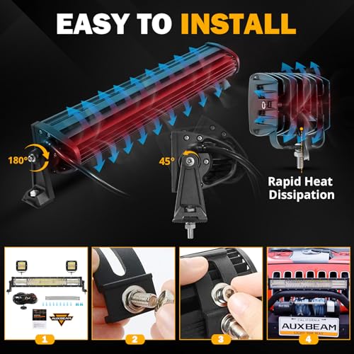 Image of Auxbeam 3 Inch Pods+22 Inch LED Light Bar, White & Amber Switchback, 3-Pack
