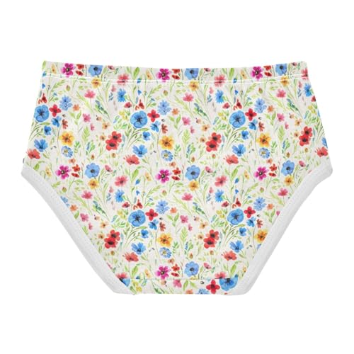 Joisal Watercolor Wildflower Pastel Colors Panties Little Girl Toddlers Underwear Floral Cotton Pattern Underpants Briefs 2t2
