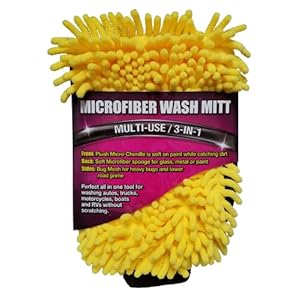 Wizards Microfiber Chenille Wash Mitt – Premium Absorbent 3 in 1 Wash Mitt For Car Wash Kit – Gentle on All Paint and Surfaces – Microfiber Cleaning Cloth For Car Cleaning Supplies – 11 x 7 x 1 Inches