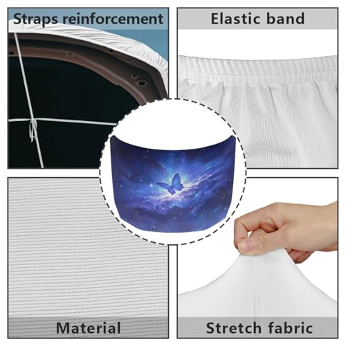 Image of Car Hood Cover Protector,Waterproof Polyester Breathable Print Hood Covers for Cars,Decoration Universal Car Accessories Blue Butterfly Star Print