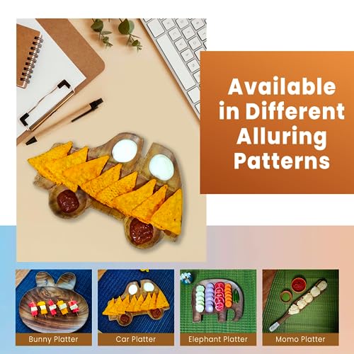 Image of Wooden Platters| Rosewood Serving Platter with Smooth Surface| Handcrafted Decorative Trays for Serving Snacks Fruits Desserts| Car Shape Appetizer Plate
