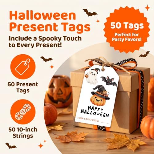 Halloween Kraft Hang Tags, Name Tags with String for Goodie Bags‑7 — 사진 2