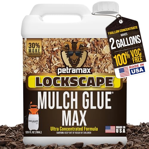 PetraMax Lockscape Mulch Glue for Landscaping Rocks Max Concentrate Weed Barrier - Non-Toxic Pea Gravel Binder Mulch & Rock Glue for Landscaping Landscape Rock & Gravel Stabilizer - (1 Gal)