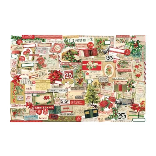 Tim Holtz Idea-ology 2 Item Bundle: Christmas 2024 Ephemera & Layers Emporium - 60 Sheets, 4.75 x 6 inches