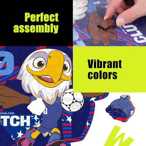 Image of FIFA World Cup 2026 Wooden Puzzles for Kids & Adults,USA Mascot clutch150 Pieces, Unique Shape Jigsaw Puzzle, 5MM Thick, Officially Licensed Product
