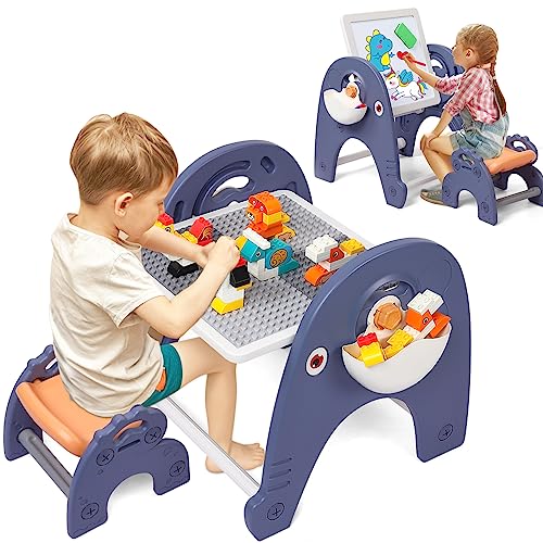 HAUSPROFI 4-in-1 Kinder-Aktivitäts-Tischset, Bausteintisch mit...