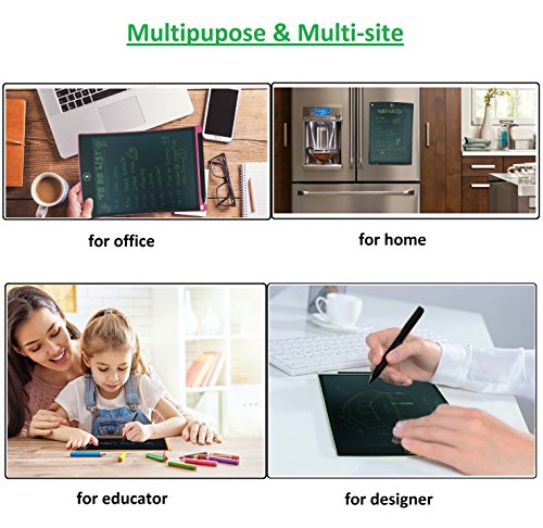 Multipurpose LCD e-Writing Board, Also Inkless Drawing/Memo Pads or Paperless Noting/Planning Boards (12-inch, Black)