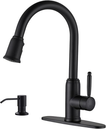 Miniatura 8 de WOWOW - Grifo de cocina de bronce con dispensador de jabón, grifo de cocina de acero inoxidable para fregadero de 2 o 4 agujeros, grifo de fregadero