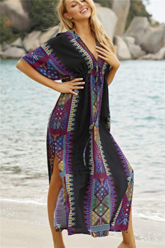 L-Peach-Vestido-Largo-de-Playa-Pareo-Kimono-Maxi-Kaftan-Bikini-Cover-Up-de-Mujer