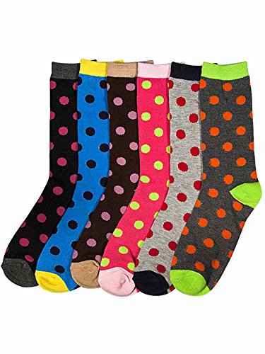 Colorful Polka Dot Print Womens 6 Pack Socks