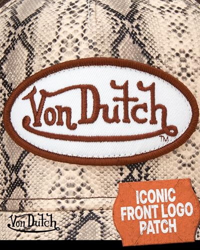 Image of Von Dutch Monogram Trucker Cap - Retro Snapback Cap for Men and Women - Adjustable Snap Fit Panel, Mesh Rear, Curved Bill