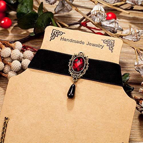 Anotherkiss Gothic Ruby Retro Black Velvet Choker Necklace For Women, Halloween Vampire Cosplay Jewelry #TOP6