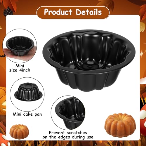 Afcabakila 16Pcs 4.5 Inch Mini Fluted Tube Cake Pan, Carbon Steel Nonstick Flower Shape Baking Mold for Cupcake, Bread, Brownie, Jello, Bavarois - Thumbnail 3