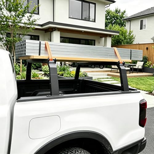 Image of Truck Ladder Rack, Adjustable 48.4 inch-61.4 inch W x 11.8 inch-15.74 inch H