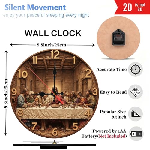 Reloj de Pared Analógico de Madera 10 Pulgadas Silencioso miniatura 2