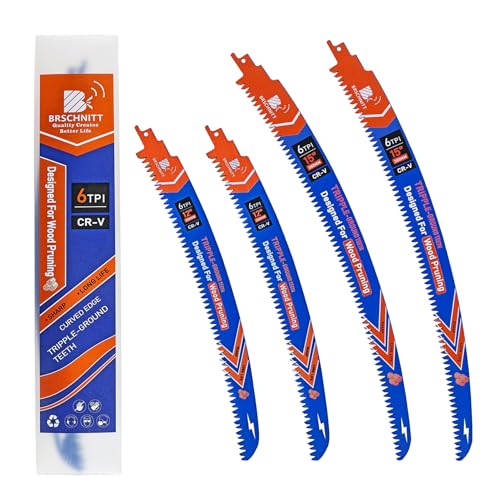 Image of Japanese Teeth Reciprocating Saw Blades 15 inch*2+12 inch*2- Curved Edge Wood Pruning Saw Blades 6TPI for Tree Trimming,Wood Cutting,Cr-V Sabre Saw Pruning Blade