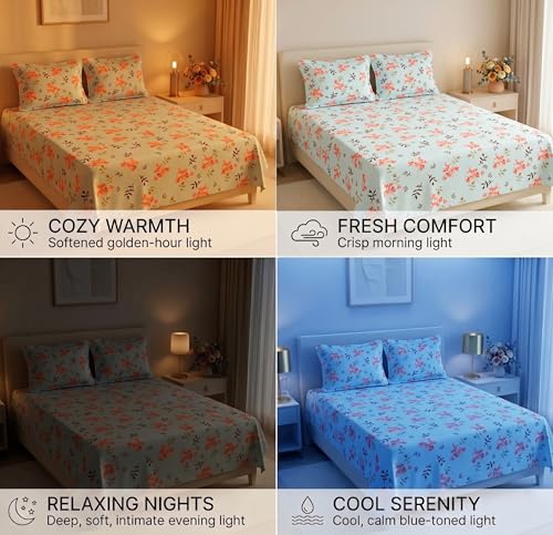 Image of HOMEKART 210 TC Premium Cotton Double Bed Bedsheet with 2 Pillow Covers | Double Bed Sheet Set | Soft, Breathable, Skin Friendly, Wrinkle Resistant & Fade Resistant |228 x 254 cm | Bedding for Home