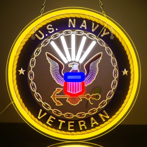 Image of Military-themed Neon Lights Veteran Neon Signs Wall Decor for Man Cave Bedroom Bar Army Themed Gift Art for Christmas Party-12.6x12.6 IN-USB Powered-Acrylic