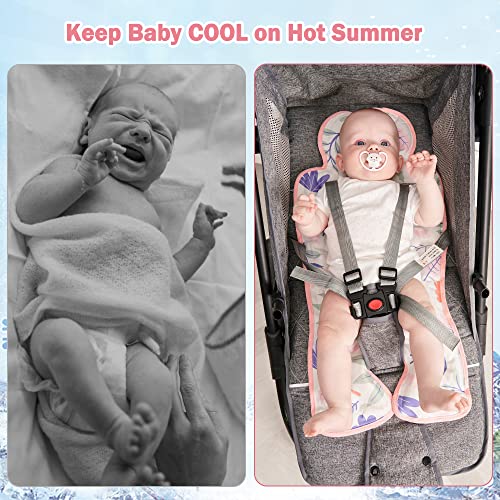 Image of Gel Car Seat Cooler Pad,1 Pack Double Sides-Universal Baby Stroller Ice Cushion,Summer Cooling Seat Liner,Multifunctional Suitable for Baby Dining Chair,Child Safety Seat (Pink Flowers +Peach)