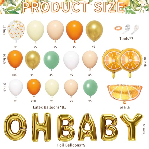 Image of Little Cutie Baby Shower Decoration Orange Theme Birthday Party Supplies A Little Cutie is On The Way Backdrop Tablecloth Balloon Garland for Tangerine Fruit 1st Birthday Baby Shower
